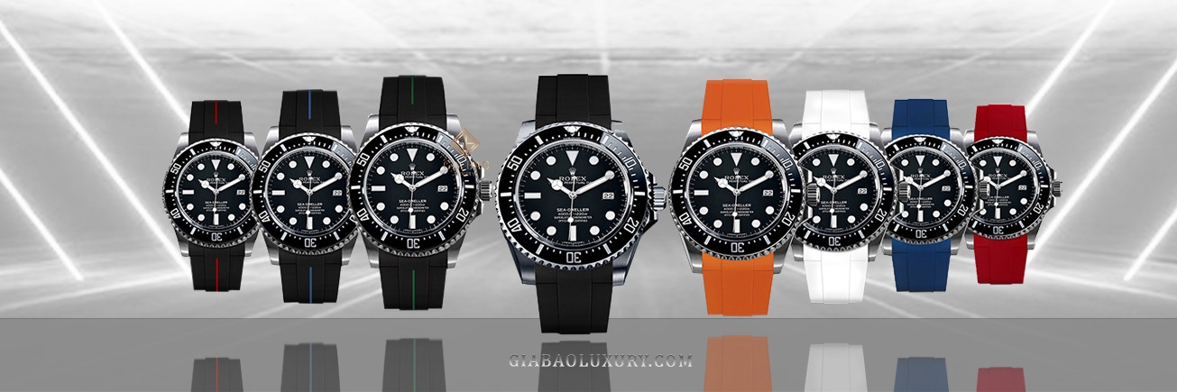 Dây cao su Rubber B dành cho đồng hồ Rolex Sea-Dweller 40mm Ref. 16600 phiên bản vành bezel Non - Ceramic khóa Oyster - Classic Series