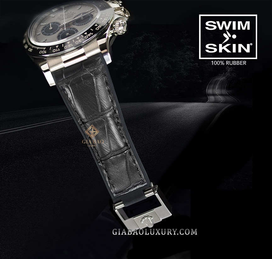Dây cao su Rubber B dành cho đồng hồ Rolex Daytona phiên bản dây cao su Oysterflex - SwimSkin® Giả Da Cá Sấu