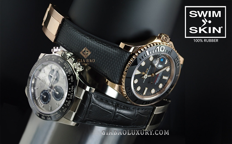 Dây cao su Rubber B dành cho đồng hồ Rolex Yachtmaster 40mm dây Oysterflex - SwimSkin® Alligator