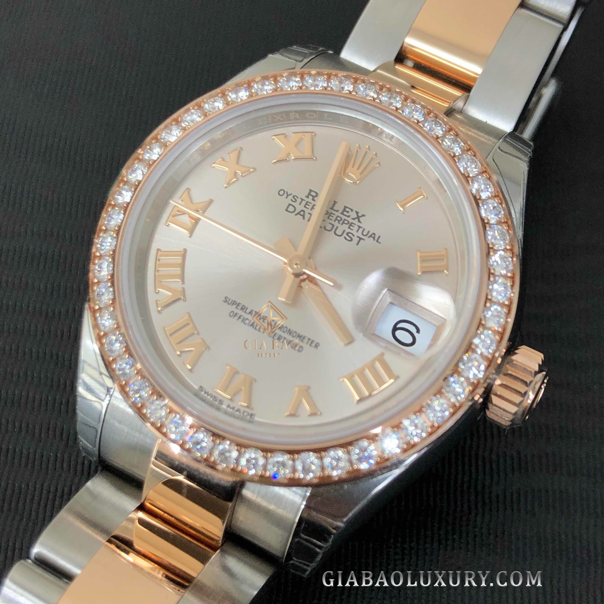 Đồng Hồ Rolex Lady-Datejust 279381RBR Mặt Sundurst Cọc Số La Mã Dây Đeo Oyster