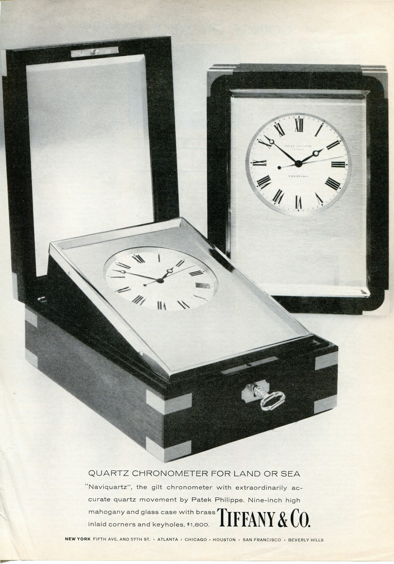 Poster quảng cáo đồng hồ Patek Philippe Naviquartz bởi cửa hàng Tiffany & Co.