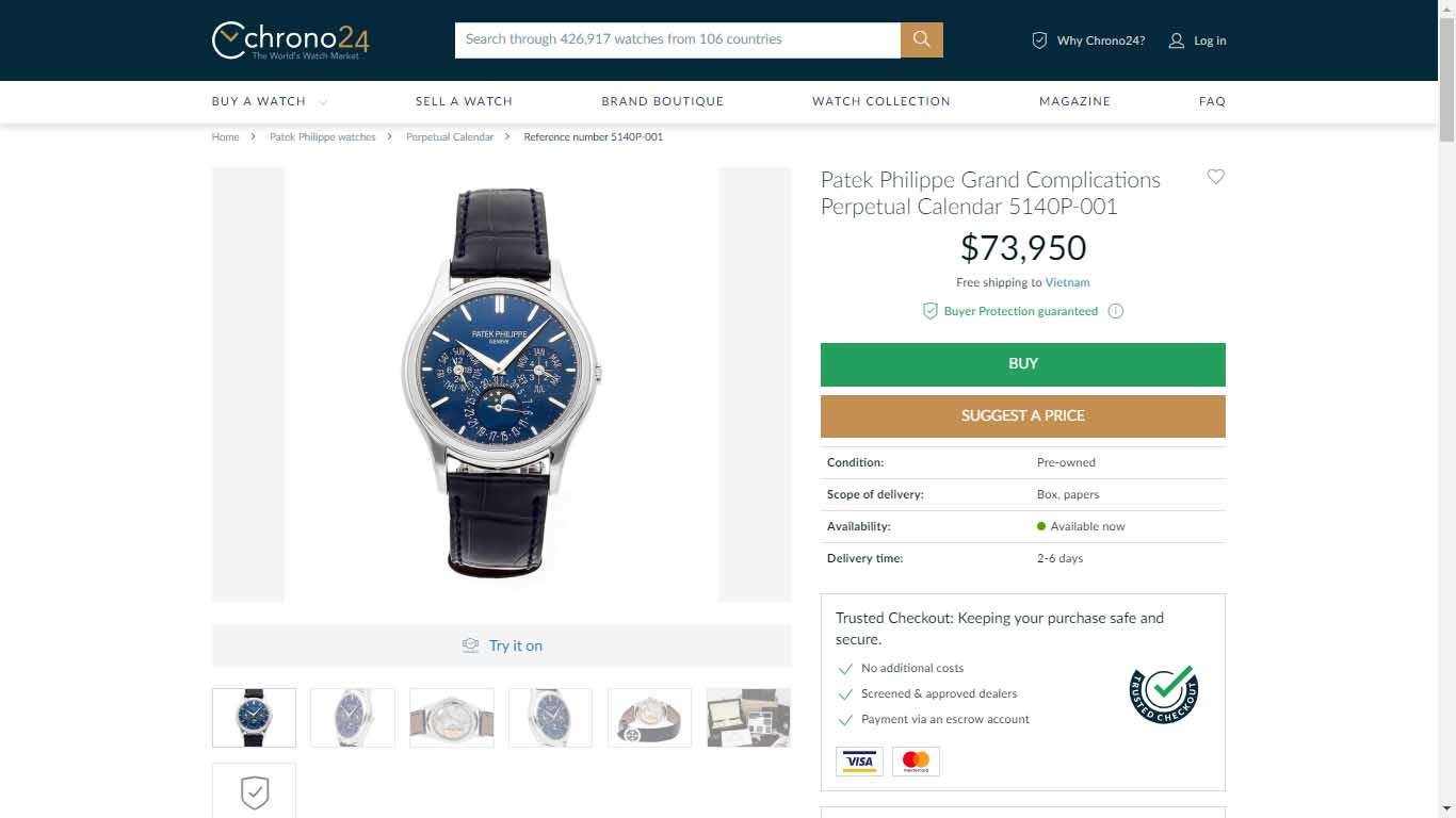 Đồng hồ Patek Philippe Complicated Perpetual Calendar 5140P-001