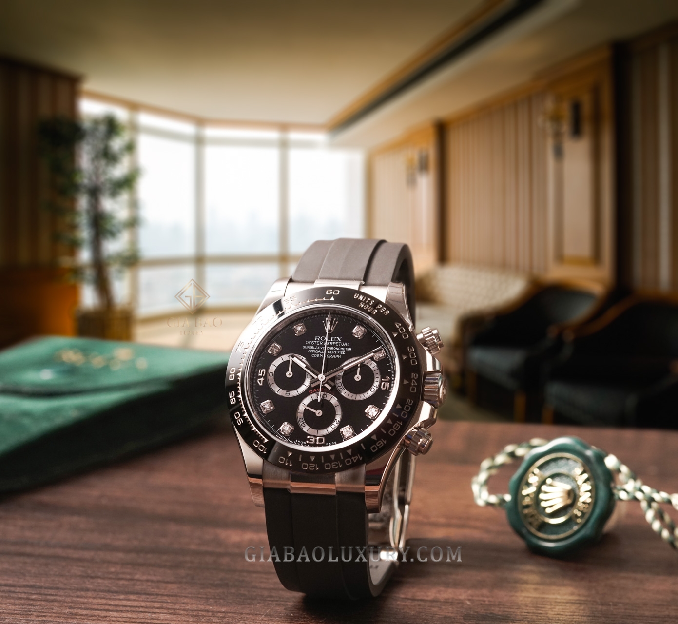 Đồng Hồ Rolex Cosmograph Daytona 116519LN Mặt Số Đen Nạm Kim Cương