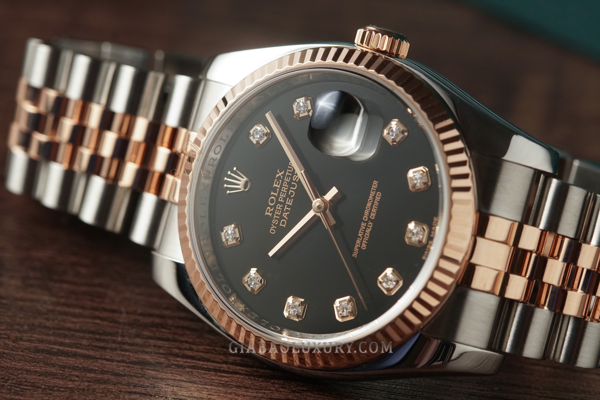 Đồng Hồ Rolex Datejust 116231 Mặt Số Đen Nạm Kim Cương