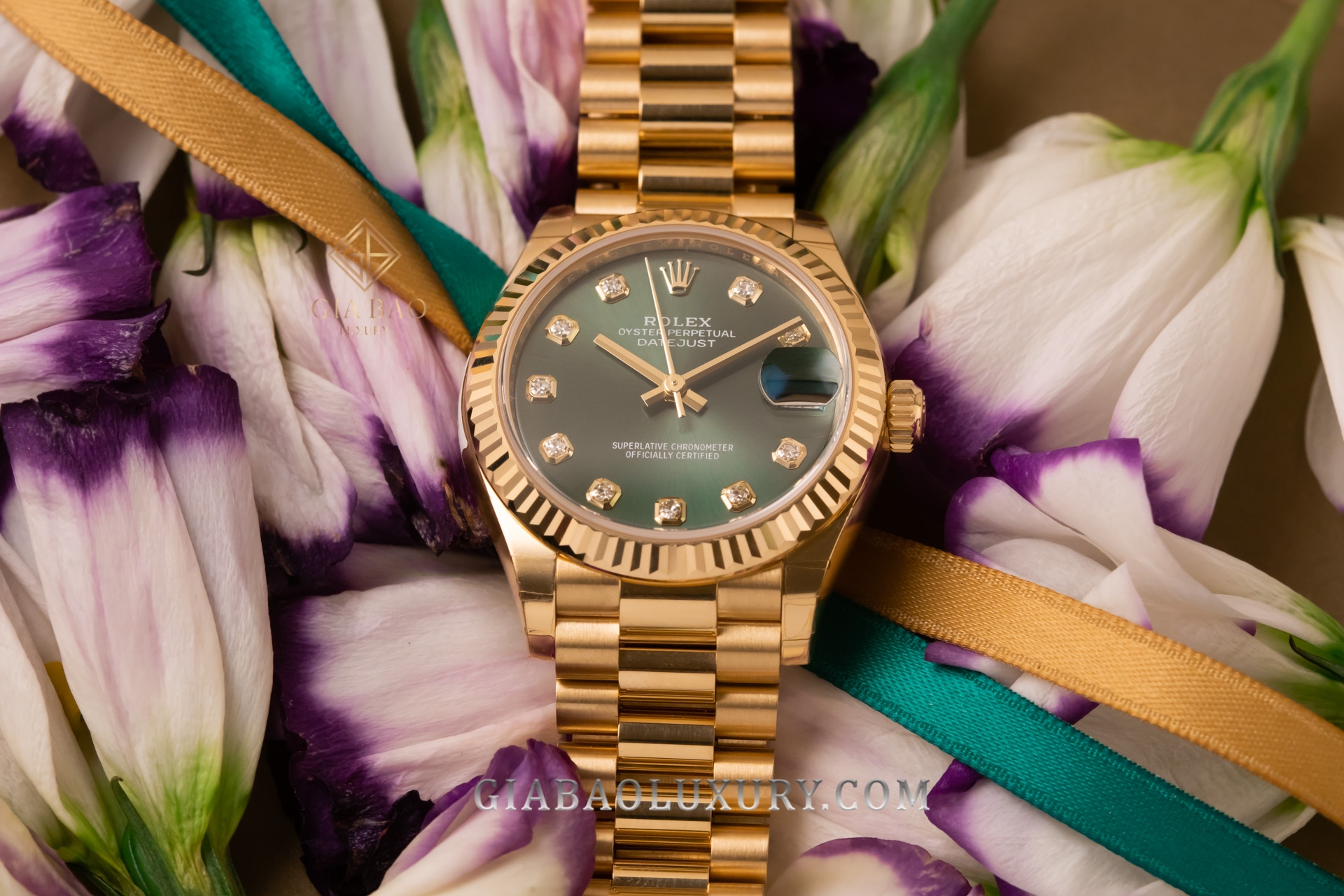 Đồng Hồ Rolex Datejust 278278 Mặt Số Oliu Xanh Nạm Kim Cương