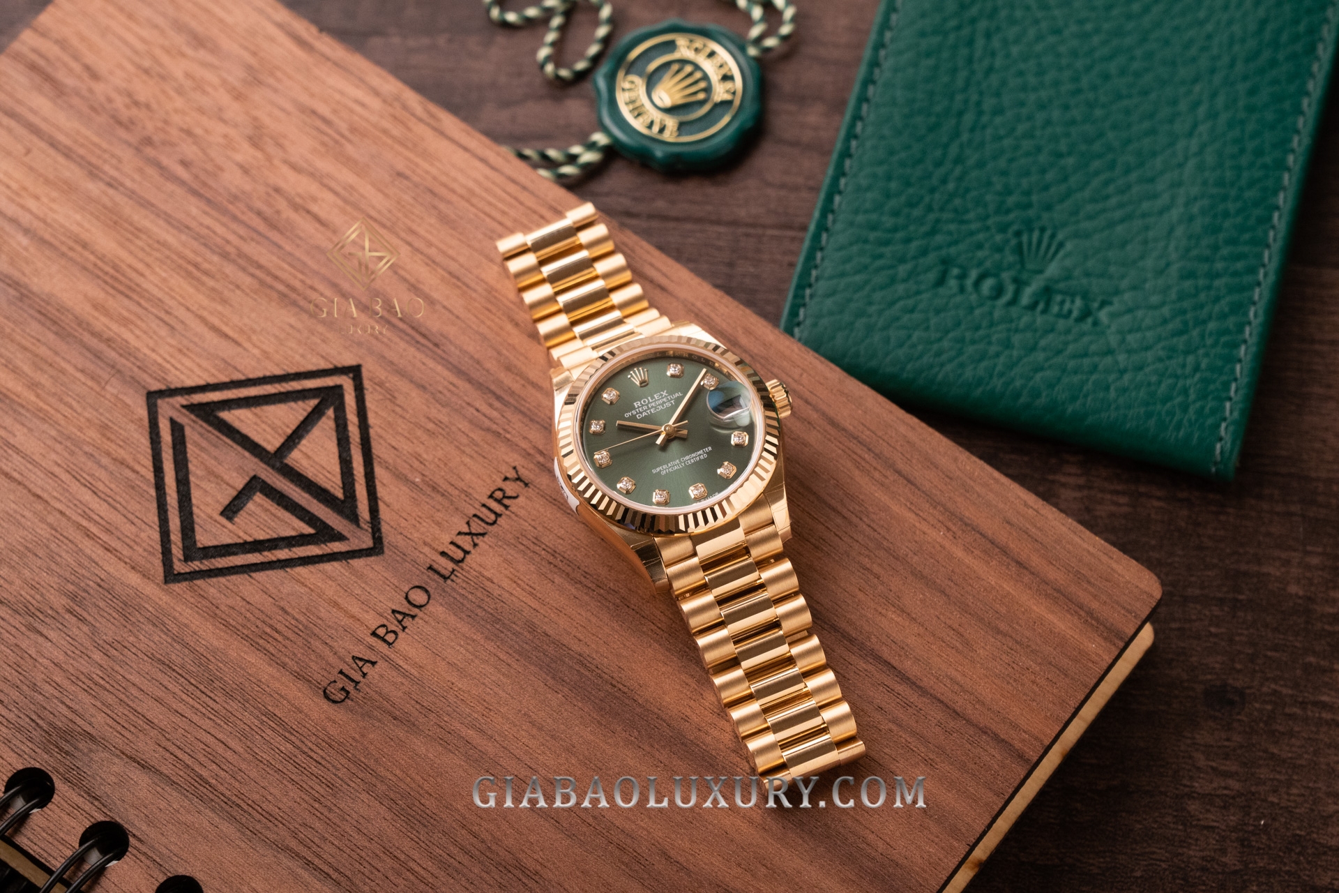 Đồng Hồ Rolex Datejust 278278 Mặt Số Oliu Xanh Nạm Kim Cương