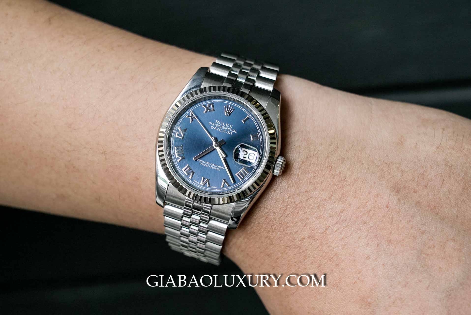 Đồng Hồ Rolex Datejust 116234 Mặt Số Xanh Cọc Số La Mã