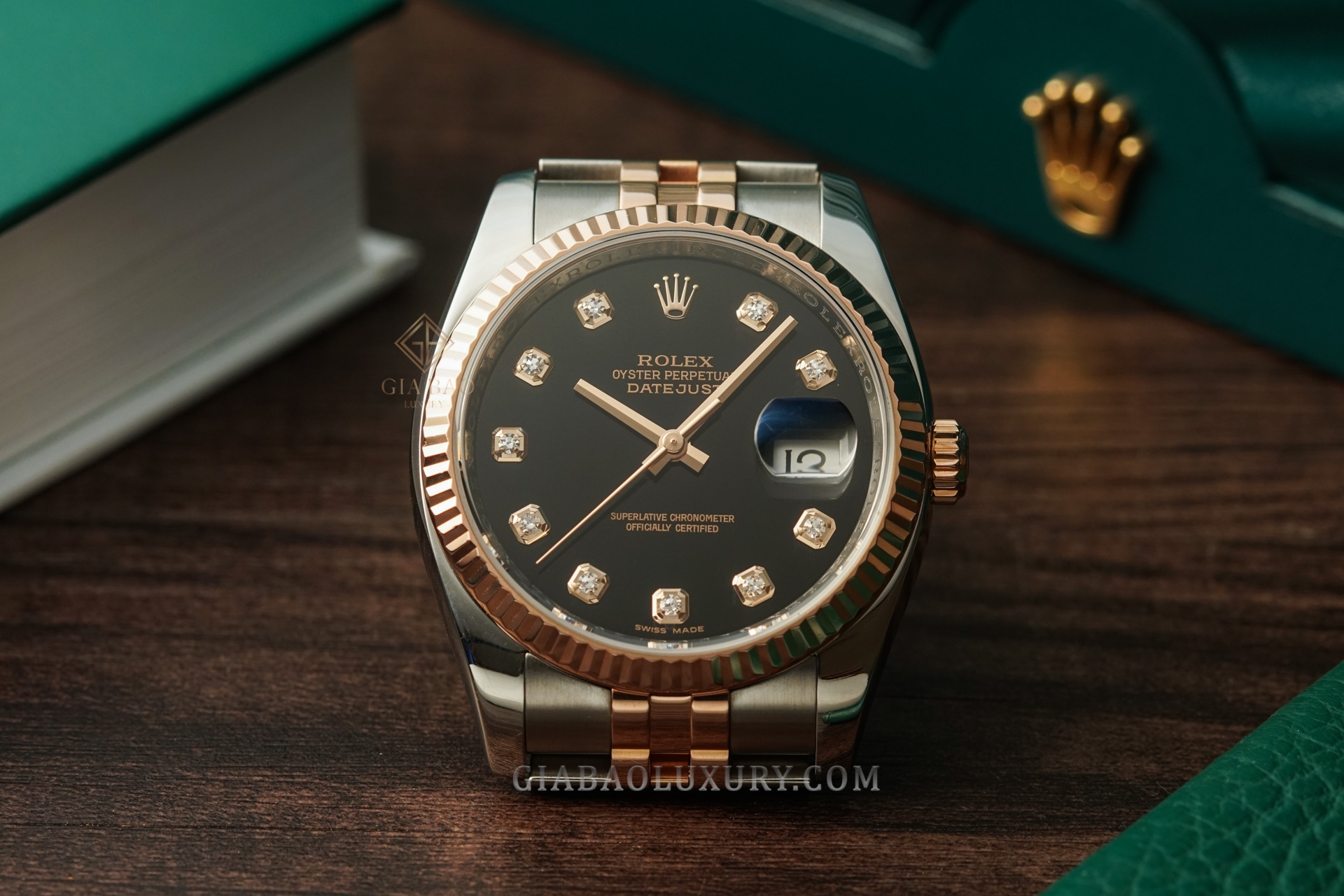 Đồng Hồ Rolex Datejust 116231 Mặt Số Đen Nạm Kim Cương