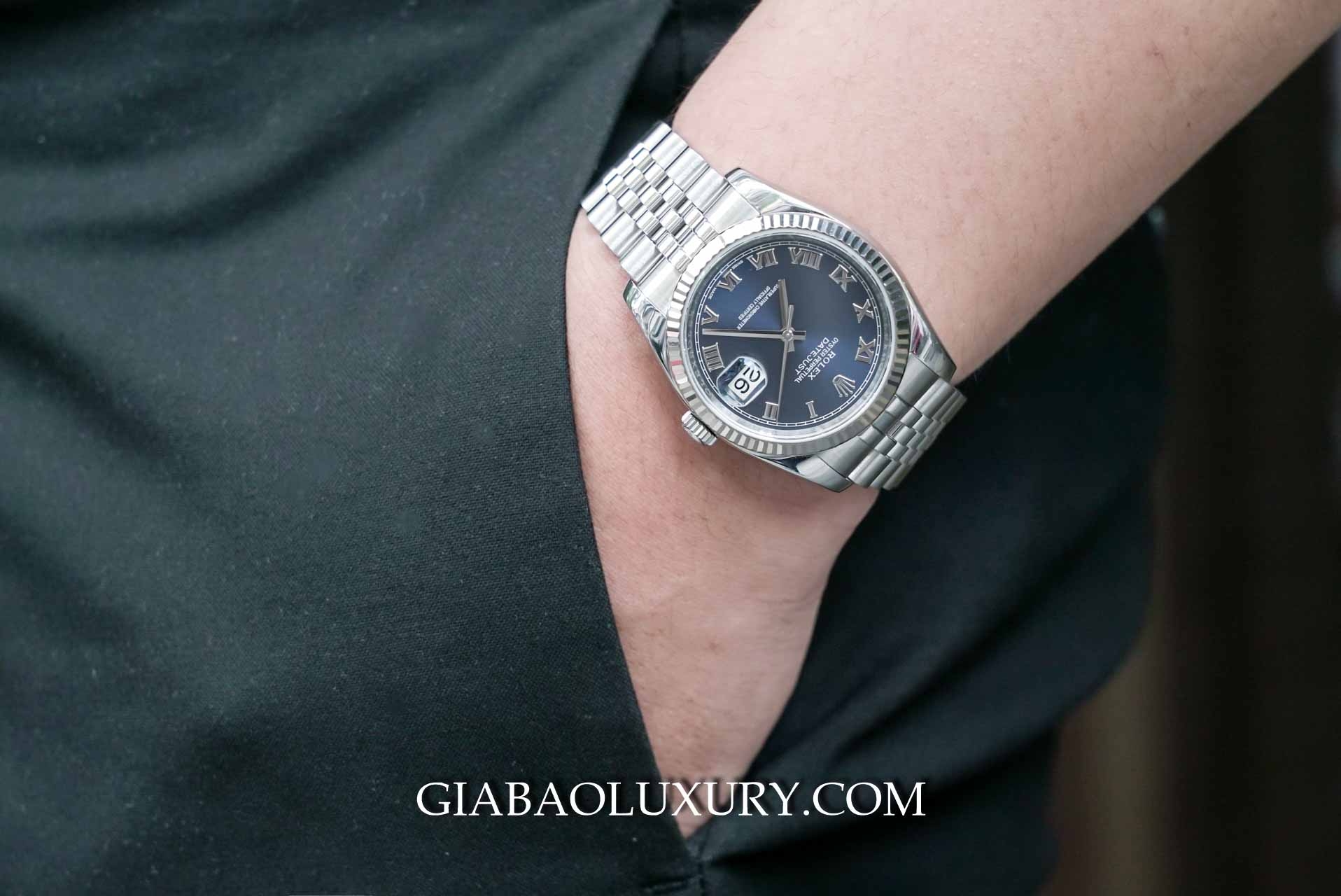 Đồng Hồ Rolex Datejust 116234 Mặt Số Xanh Cọc Số La Mã