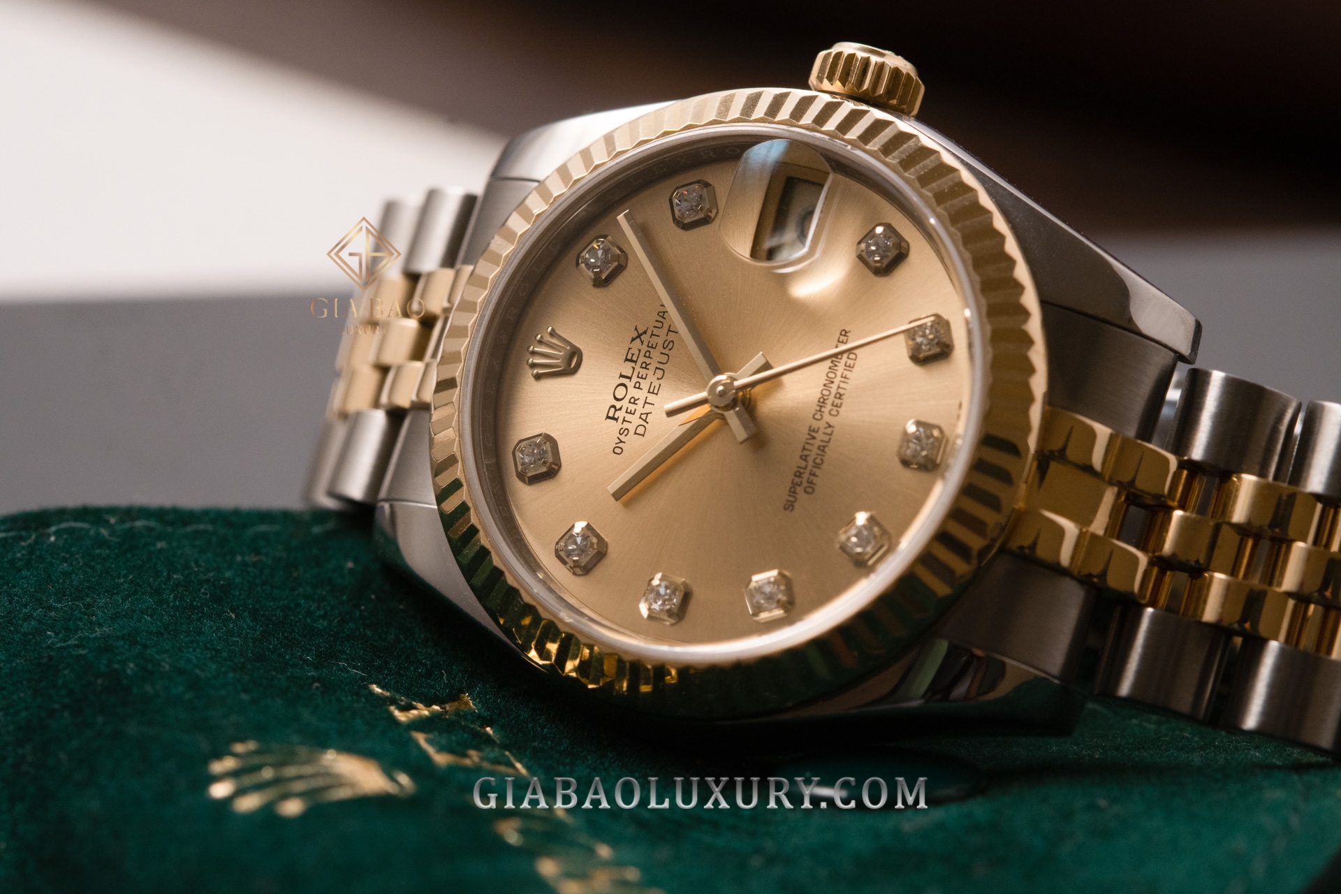 Đồng Hồ Rolex Lady Datejust 31 178273 Mặt Số Vàng Champage Cọc Số Kim Cương