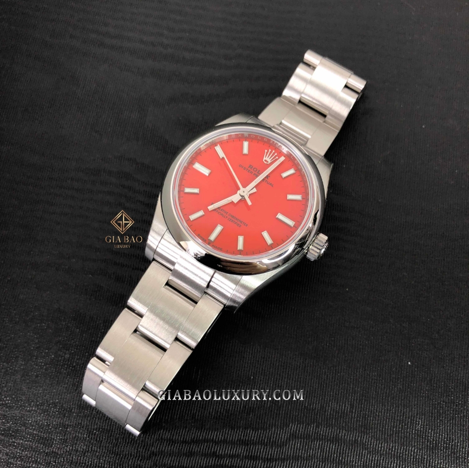 Đồng Hồ Rolex Oyster Perpetual 31 277200 Mặt Số Đỏ Cọc Dạ Quang