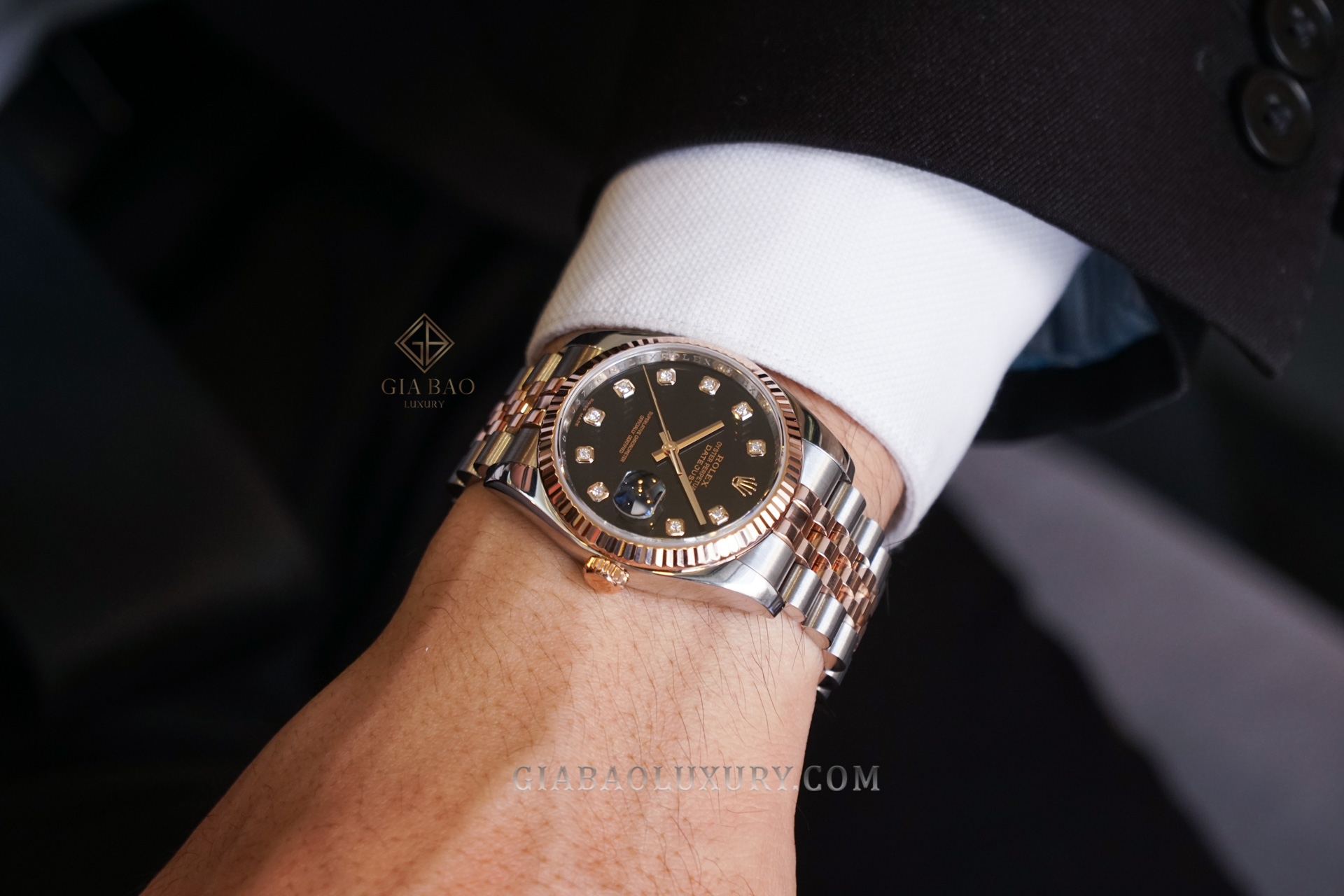 Đồng Hồ Rolex Datejust 116231 Mặt Số Đen Nạm Kim Cương