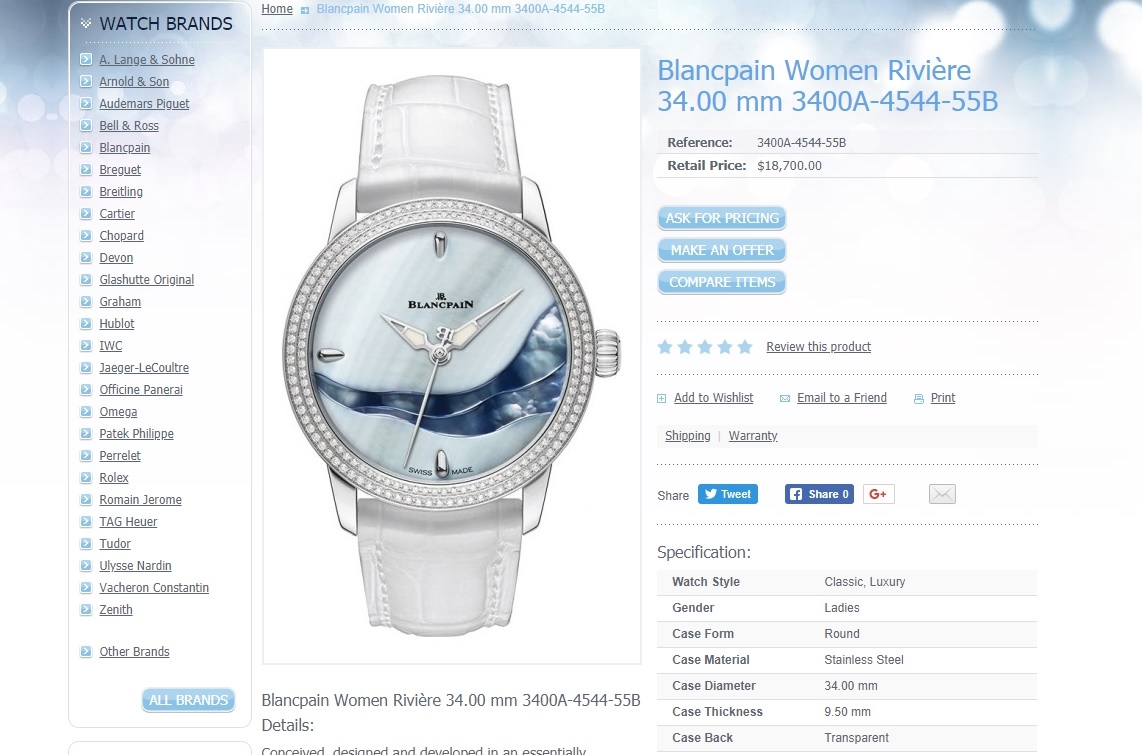 Đồng Hồ Blancpain Women Rivière 34mm 3400A-4544-55B
