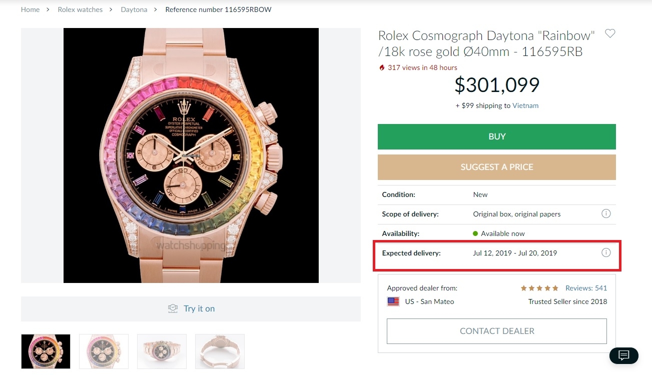 đồng hồ Rolex Daytona Everose Rainbow 116595RBOW