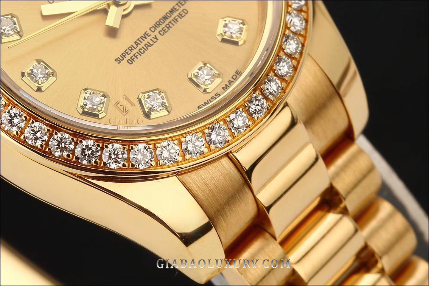 Đồng Hồ Rolex Lady-Datejust 26 179138 Mặt Số Vàng Champagne Cọc Kim Cương