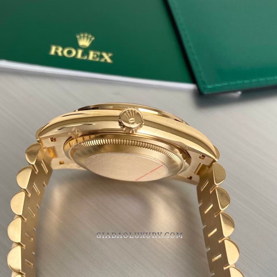 Đồng Hồ Rolex Day-Date 36 128348RBR Mặt Số Vàng Champagne Nạm Kim Cương