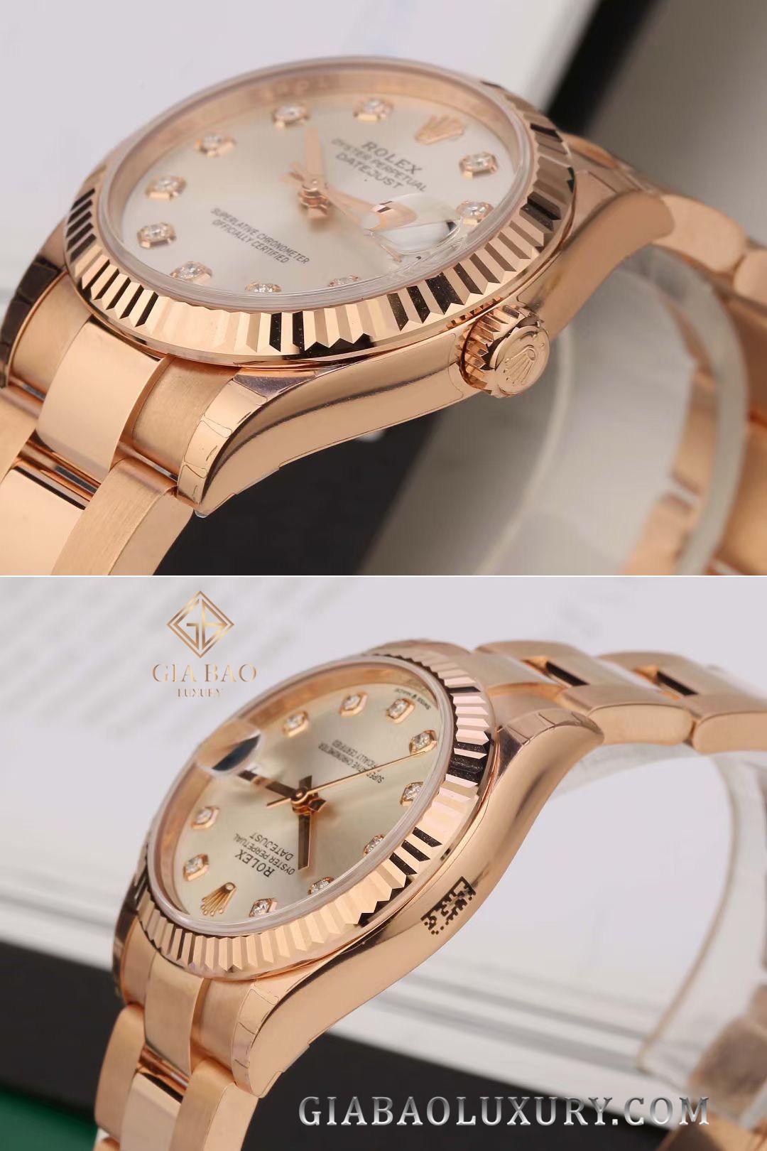 Đồng Hồ Rolex Lady-Datejust 278275 Mặt Số Bạc Cọc Kim Cương Dây Đeo Oyster