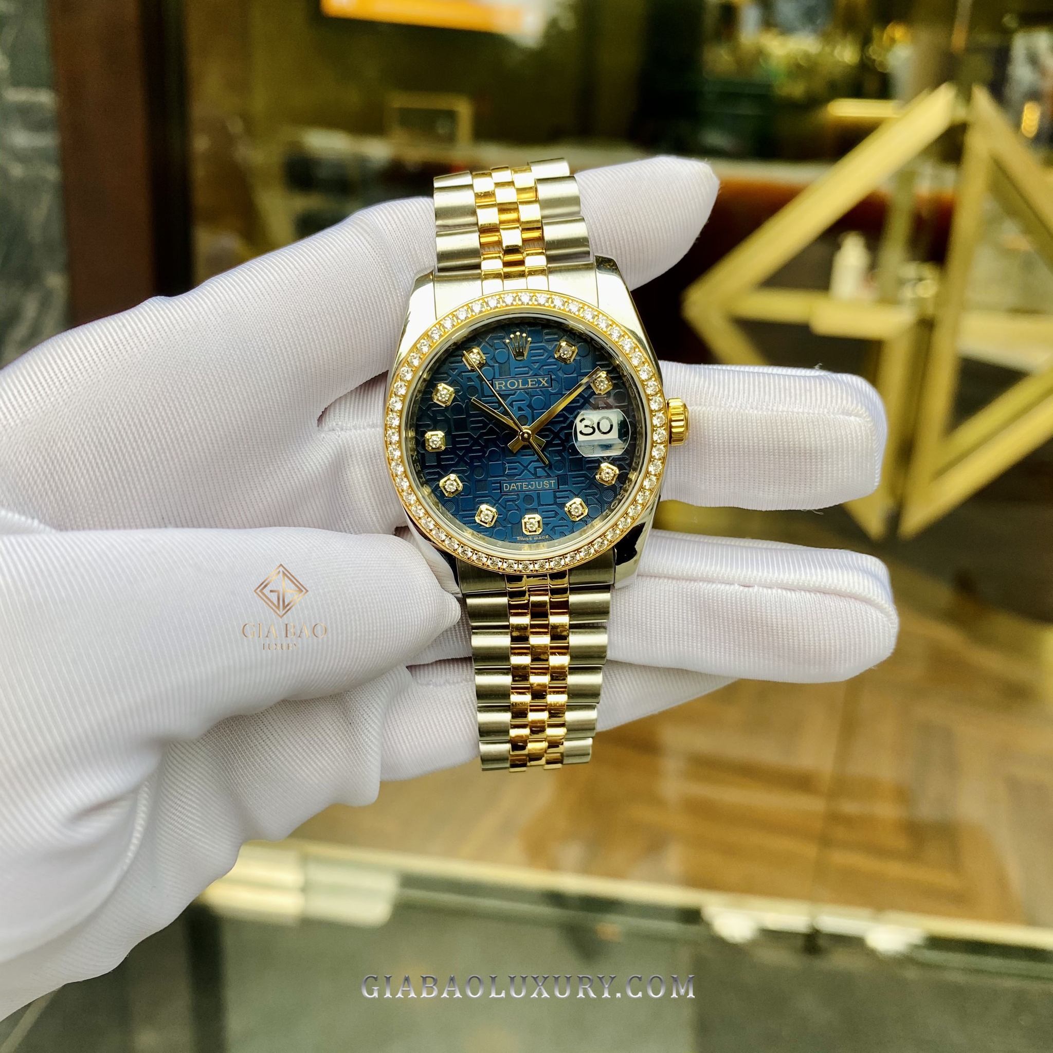 Đồng Hồ Rolex Datejust 36 116243 Mặt Số Vi Tính Xanh