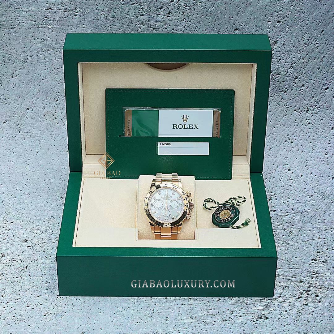 Đồng Hồ Rolex Cosmograph Daytona 116508 Mặt Số Vỏ Trai Trắng