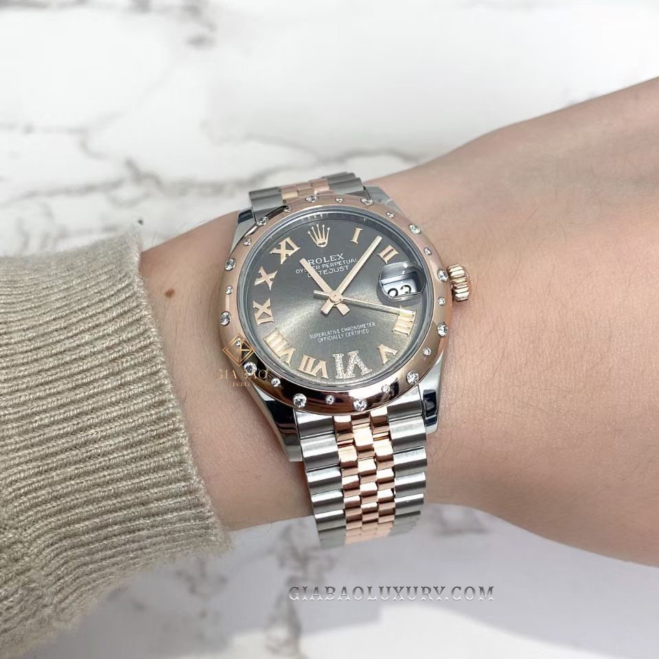 Đồng Hồ Rolex Datejust 31 278341RBR Mặt Số Chocolate Cọc Số La Mã Nạm Kim Cương