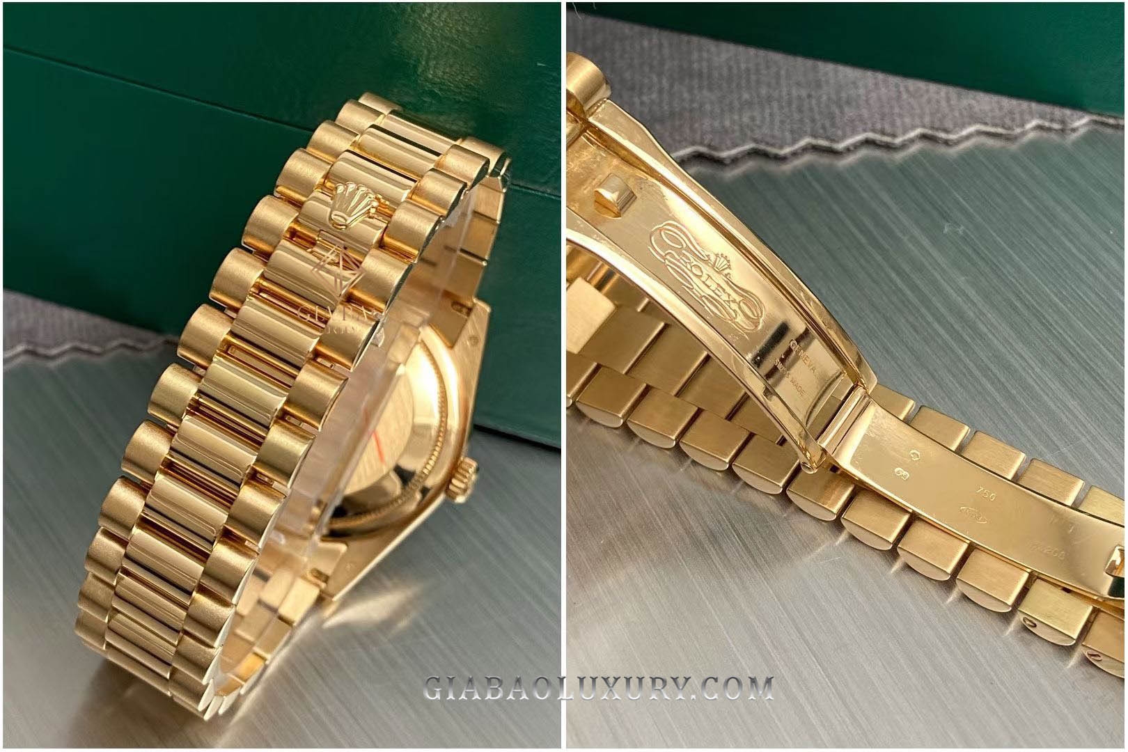 Đồng Hồ Rolex Day Date 36 118238 Mặt Số Đen Nạm Kim Cương