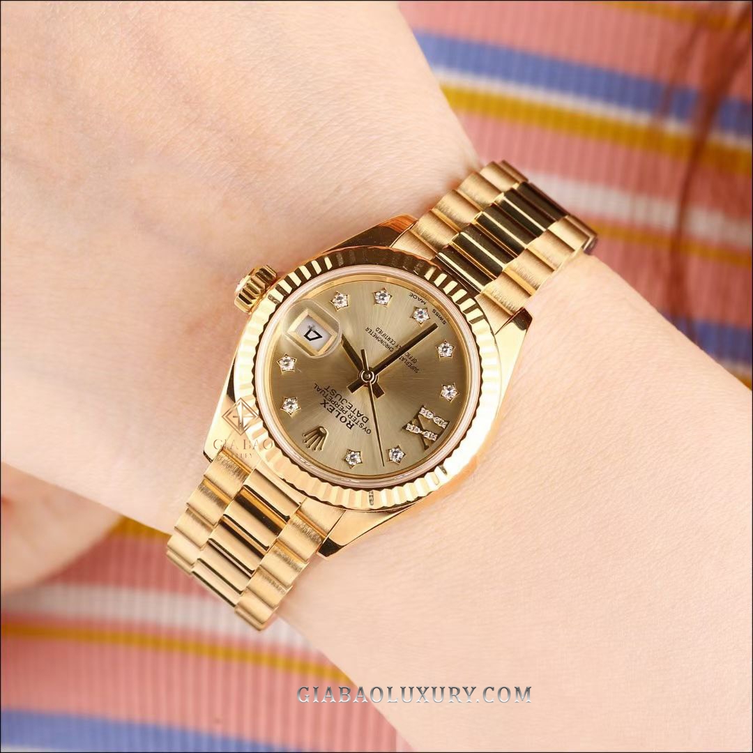 Đồng Hồ Rolex Lady-Datejust 279178 Mặt Số Bạc Cọc Số Sao La Mã