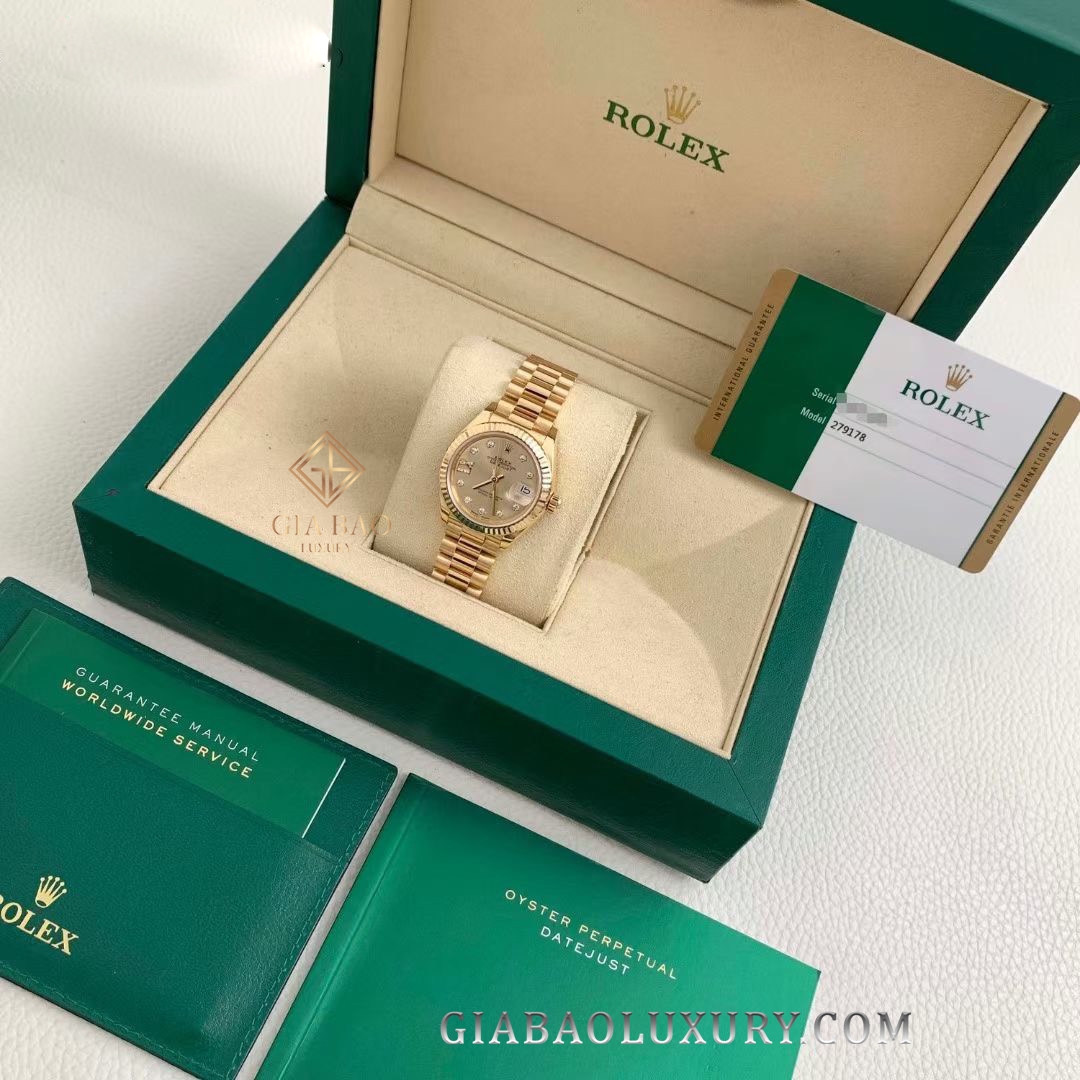 Đồng Hồ Rolex Lady-Datejust 279178 Mặt Số Bạc Cọc Số Sao La Mã