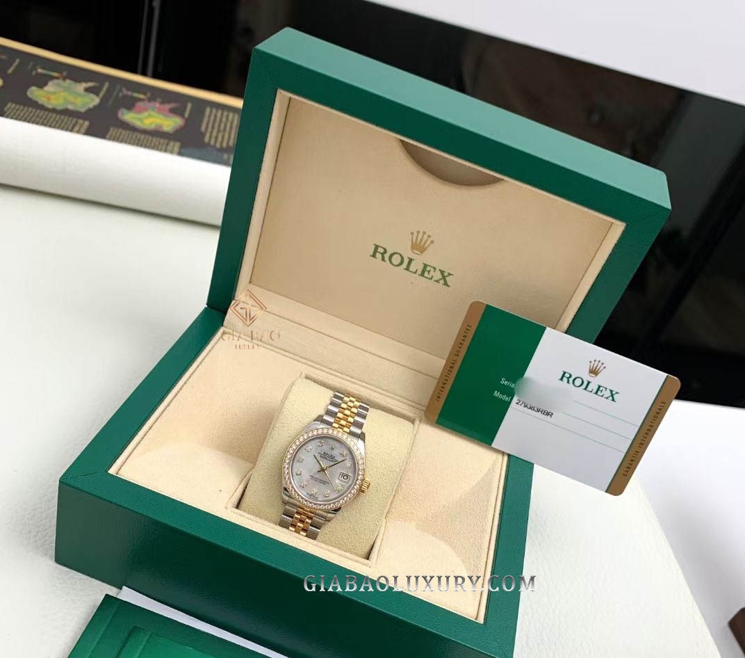 Đồng Hồ Rolex Lady-Datejust 28 279383RBR Mặt Số Vỏ Trai Trắng