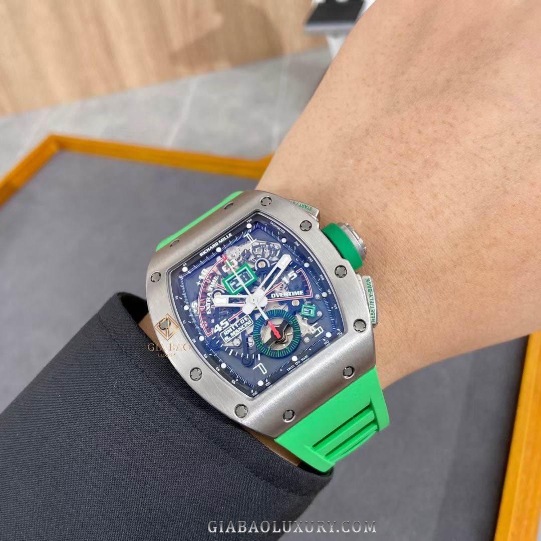 Đồng Hồ Richard Mille RM011-02 TI Dây Cao Su Xanh Lá