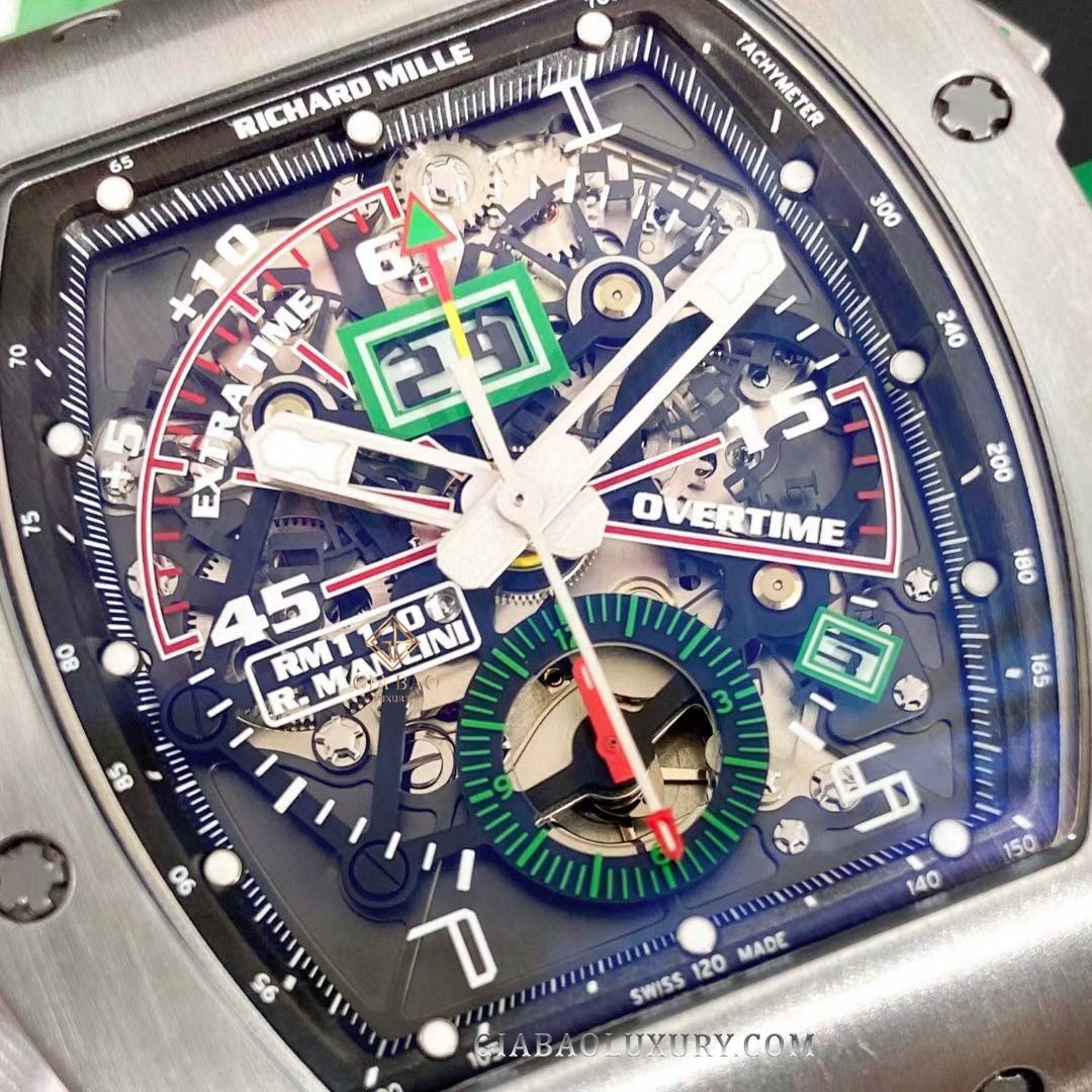 Đồng Hồ Richard Mille RM011-02 TI Dây Cao Su Xanh Lá