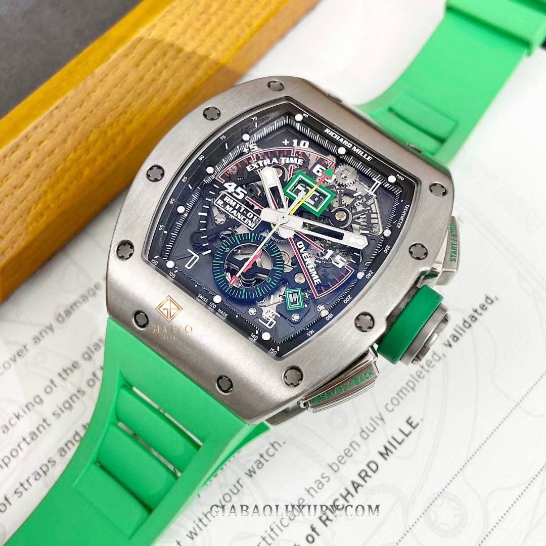 Đồng Hồ Richard Mille RM011-02 TI Dây Cao Su Xanh Lá