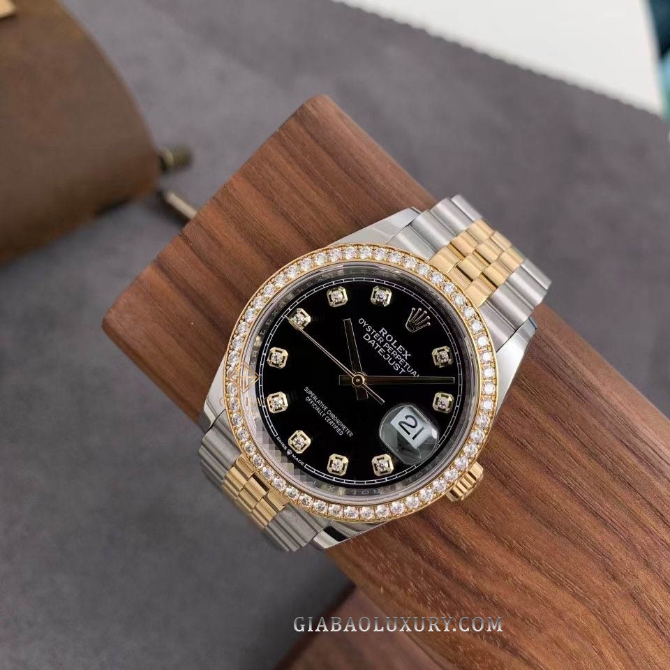 Đồng Hồ Rolex Datejust 36 126283RBR Mặt Số Đen Nạm Kim Cương