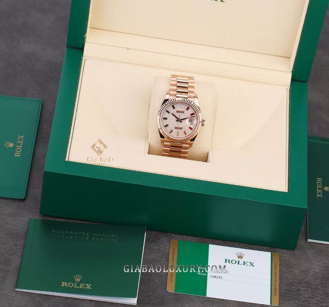 Đồng Hồ Rolex Day-Date 36 128235 Mặt Số Đính Kim Cương