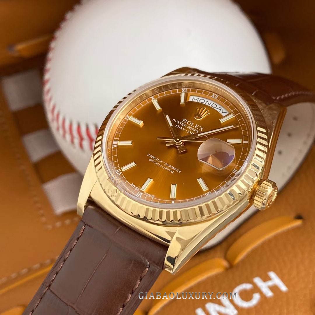 Đồng Hồ Rolex Day Date 36 118138 Mặt Số Cognac