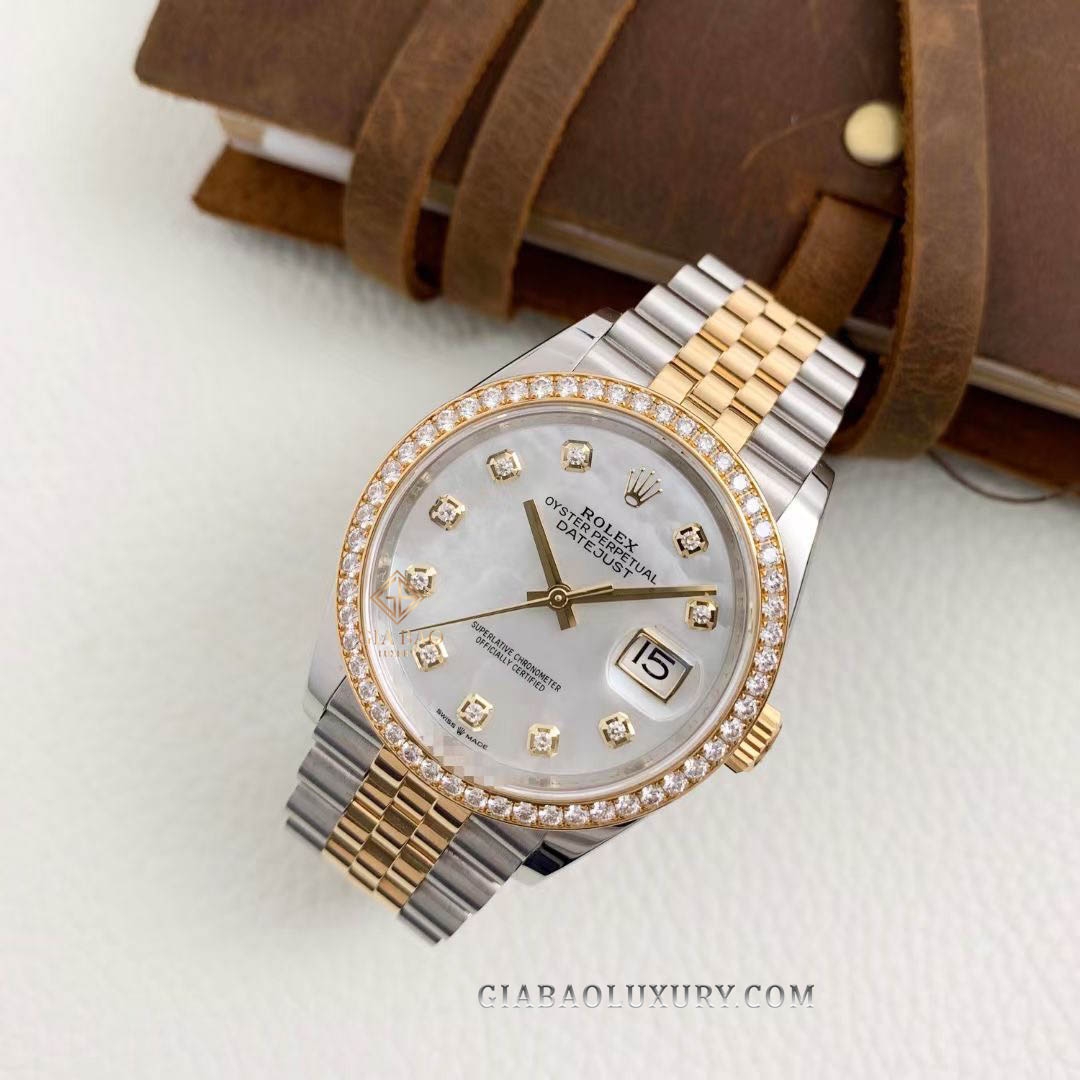 Đồng Hồ Rolex Datejust 36 126283RBR Mặt Số Vỏ Trai Trắng