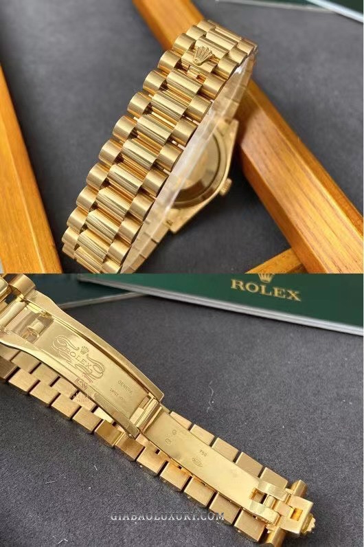 Đồng Hồ Rolex Day Date 36 118238 Mặt Số Dát Kim Cương Cọc Số La Mã