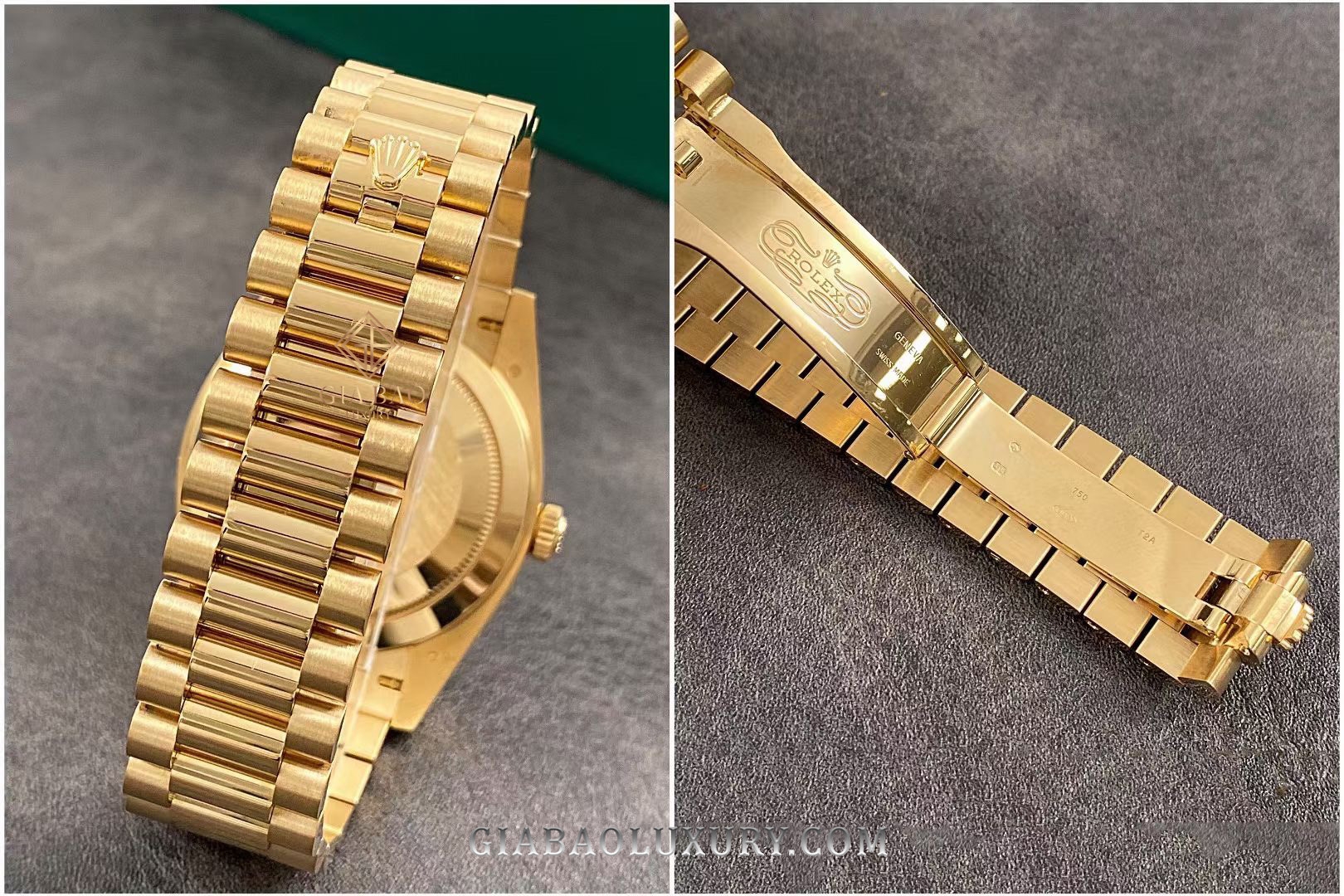 Đồng Hồ Rolex Day-Date 40 228238 Mặt Số Bạc Họa Tiết Chéo