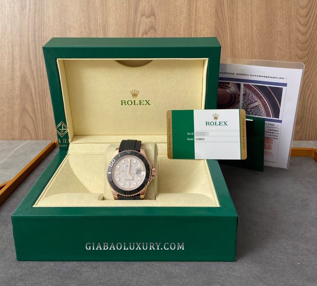 Đồng Hồ Rolex Yacht-Master 116655 Mặt Số Khảm Kim Cương
