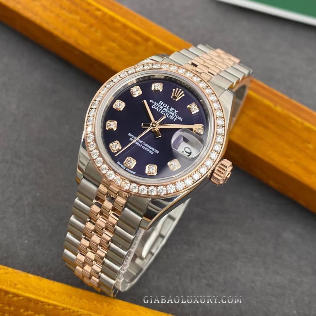 Đồng Hồ Rolex Lady-Datejust 279381RBR Mặt Số Tím Nạm Kim Cương