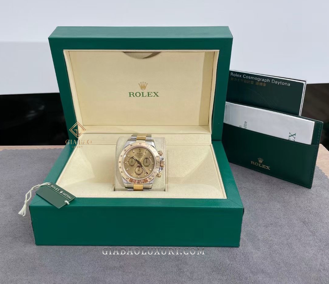 Đồng Hồ Rolex Cosmograph Daytona 116523 Mặt Số Vàng Champagne