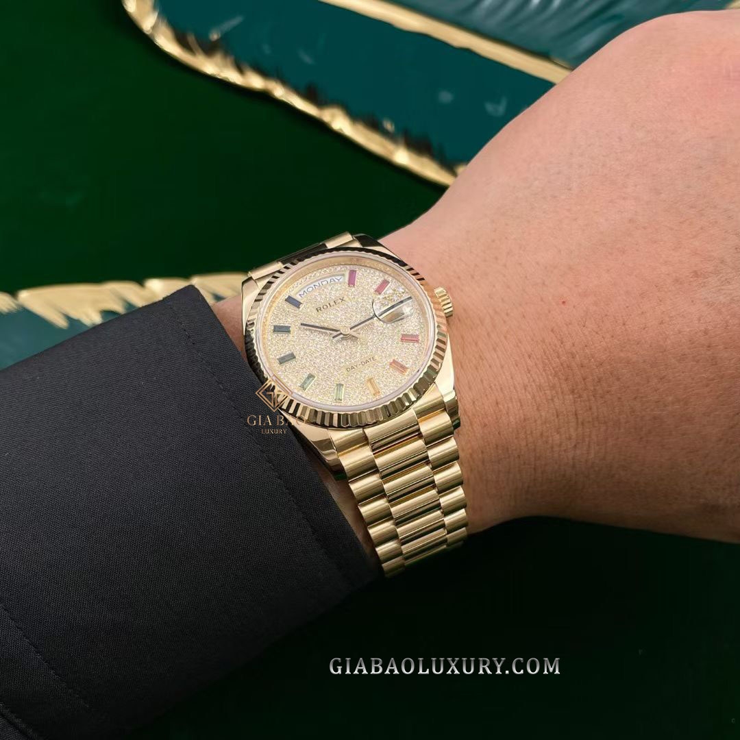 Đồng Hồ Rolex Day-Date 36 128238 Mặt Số Đính Kim Cương