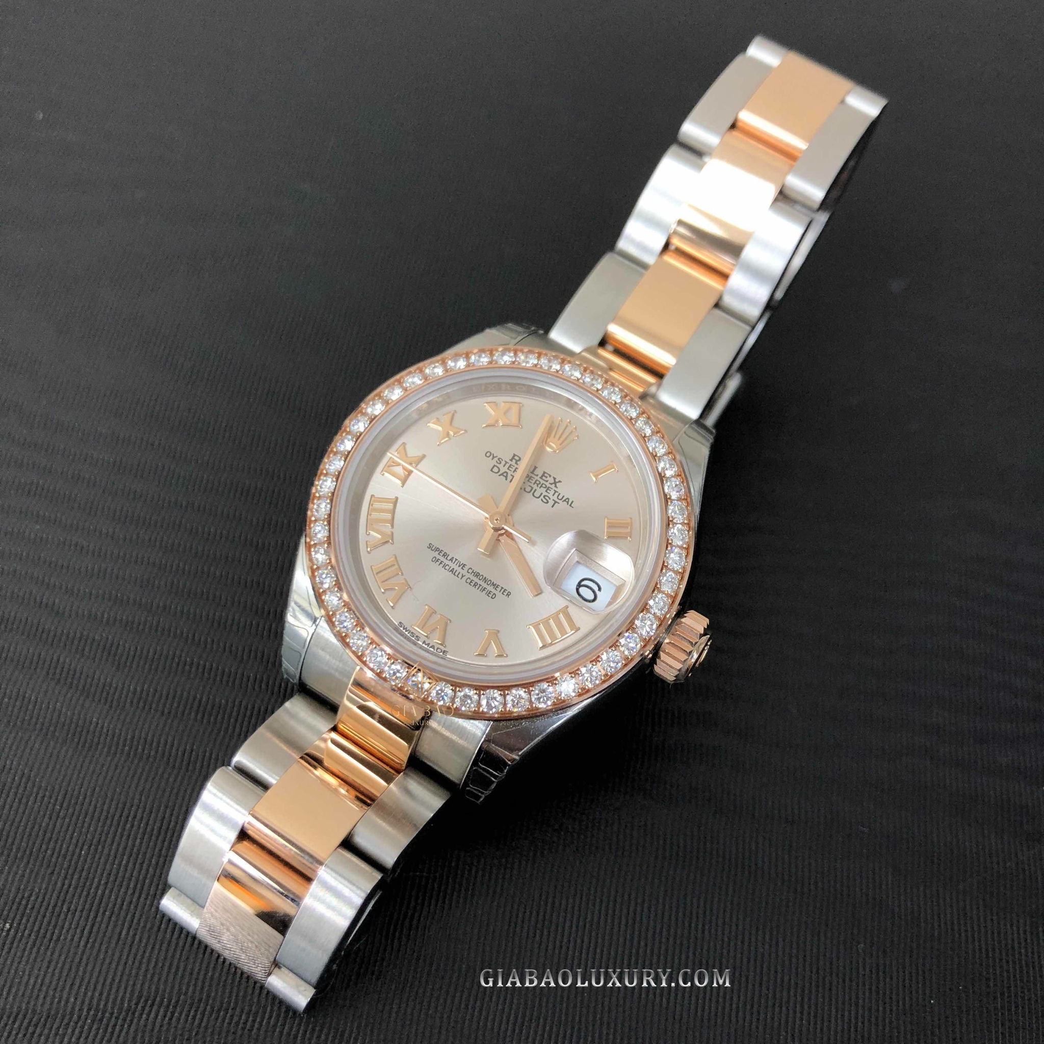 Đồng Hồ Rolex Lady-Datejust 279381RBR Mặt Sundurst Cọc Số La Mã Dây Đeo Oyster