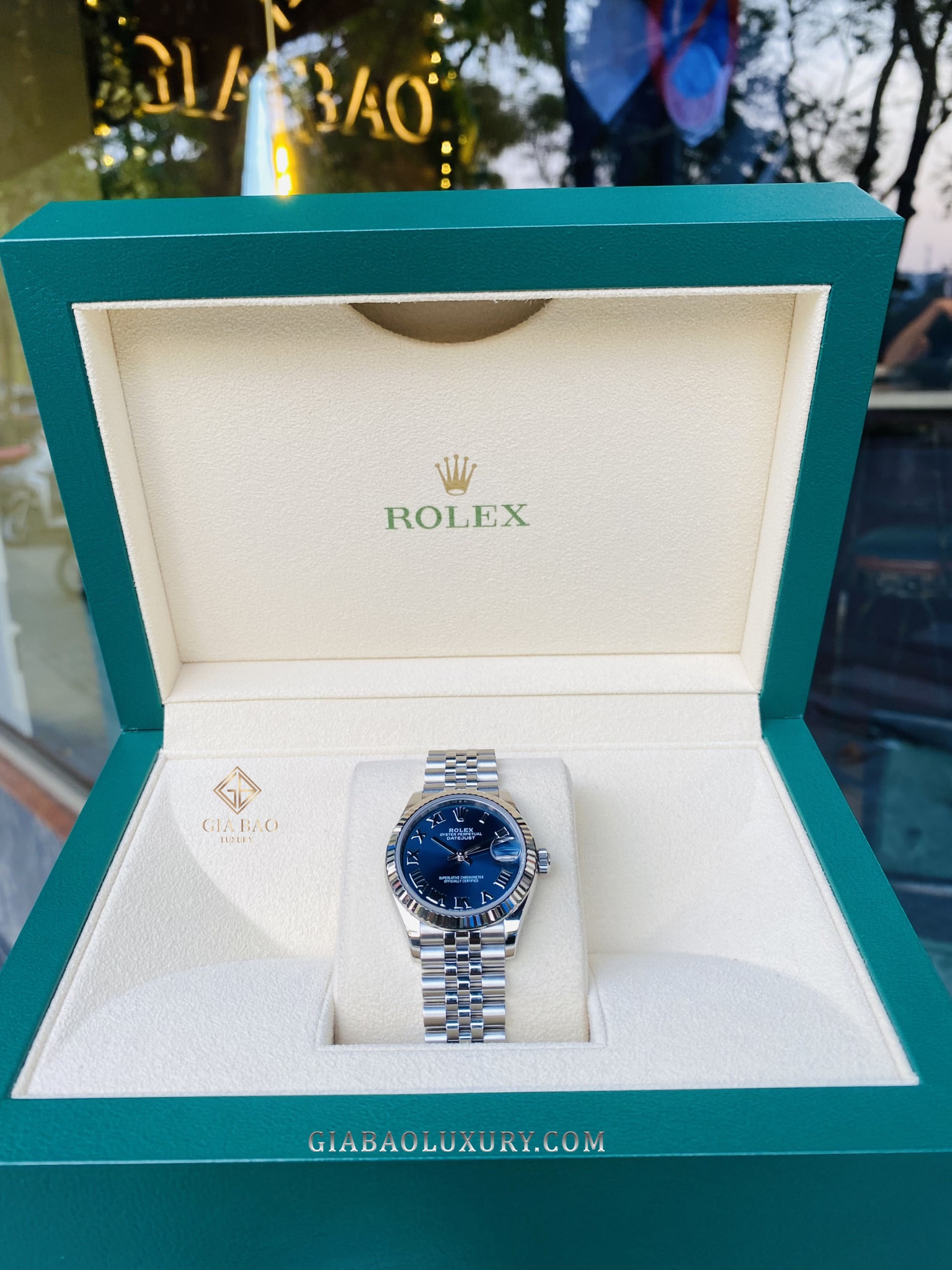 Đồng Hồ Rolex Datejust 278274 Mặt Số Xanh Cọc Số La Mã