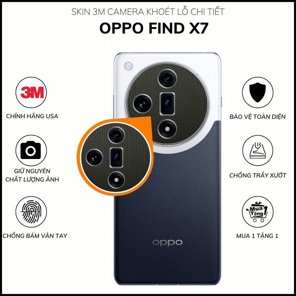 Miếng dán camera oppo find x7 skin 3m chính hãng từ USA chống trầy xướt mua 1 tặng 1 phụ kiện huỳnh tân store