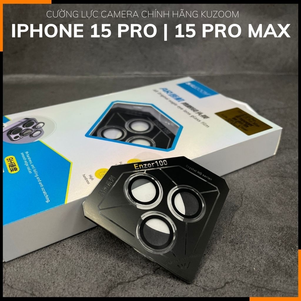 Cường lực camera iphone 15 pro, 15 pro max chính hãng KUZOOM viền nhiều màu chất lượng rõ nét bảo vệ toàn diện cụm camera phụ kiện huỳnh tân store