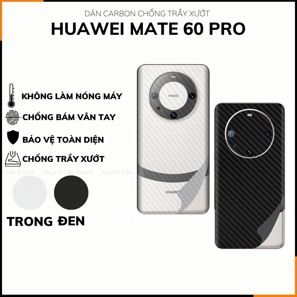 Miếng dán huawei mate 60 pro carbon trong và đen chống trầy xướt chống bám vân tay phụ kiện điện thoại huỳnh tân store