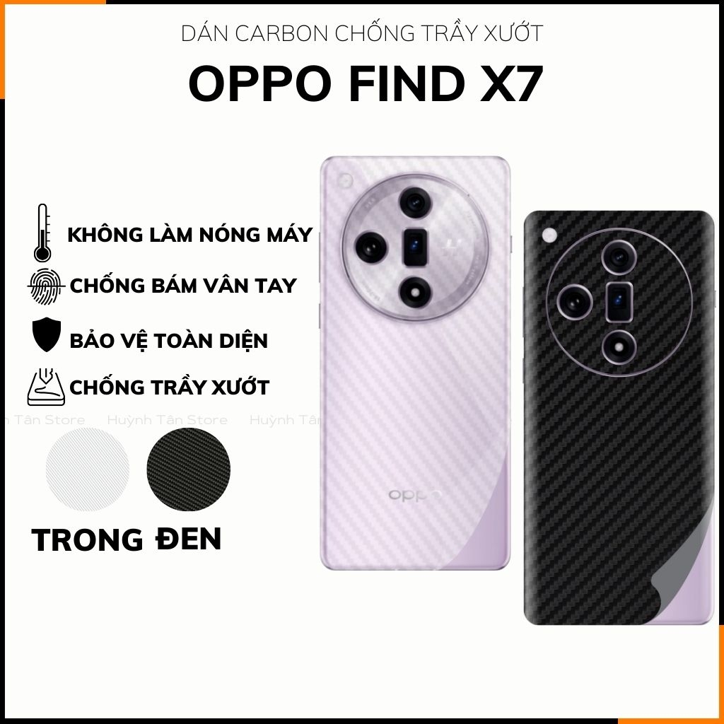 Miếng dán samsung oppo find x7 carbon trong và đen chống trầy xướt chống bám vân tay phụ kiện điện thoại huỳnh tân store