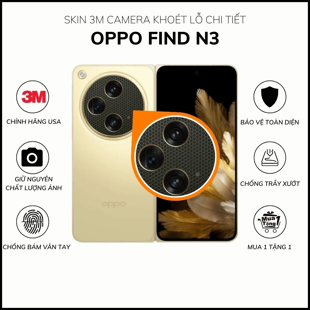 Miếng dán camera oppo find n3 skin 3m chính hãng từ USA chống trầy xướt mua 1 tặng 1 phụ kiện huỳnh tân store