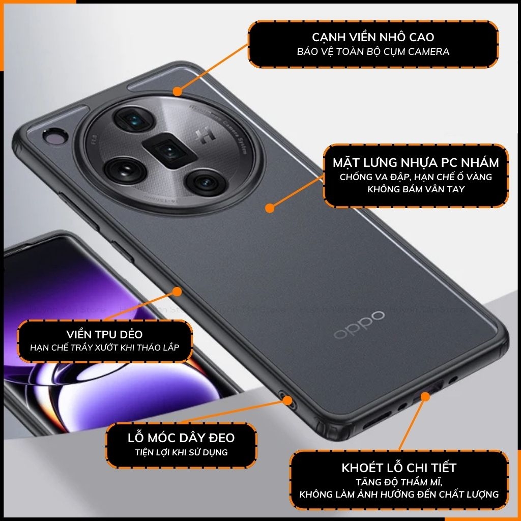 Ốp lưng oppo find x7 ultra, find x7 chống sốc chống vân tay NHÁM VIỀN MÀU VER 2 bảo vệ camera phụ kiện huỳnh tân store