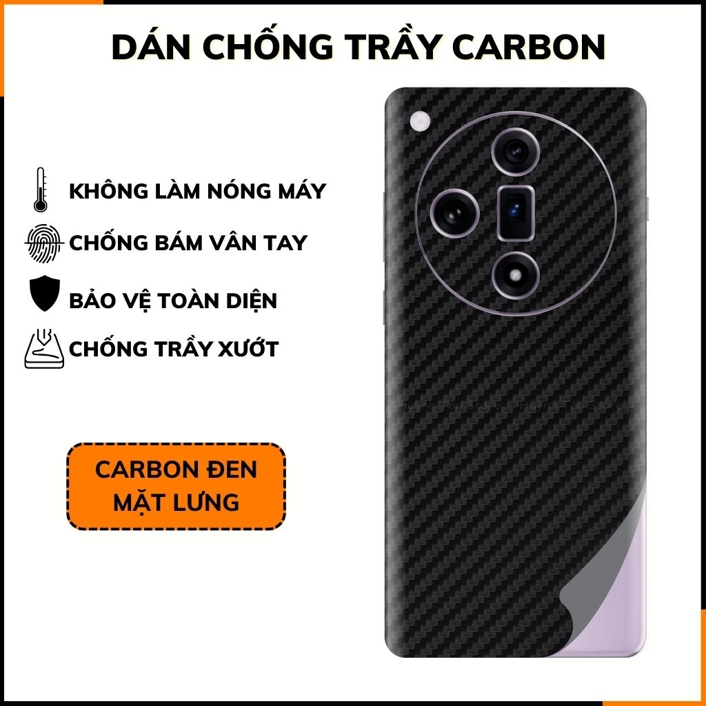 Miếng dán samsung oppo find x7 carbon trong và đen chống trầy xướt chống bám vân tay phụ kiện điện thoại huỳnh tân store